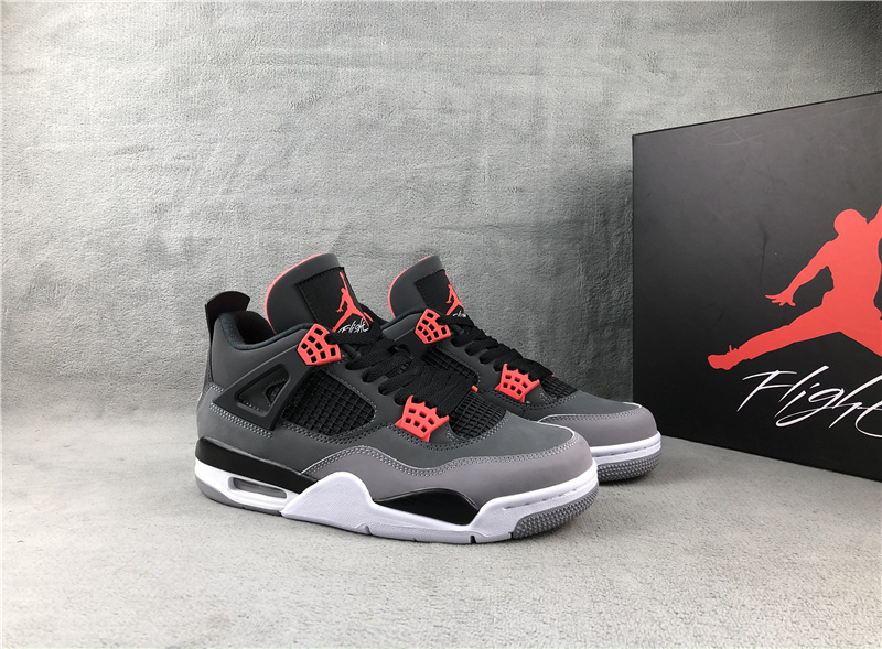 2022 Air Jordan 4 Black Grey Red Shoes - Click Image to Close